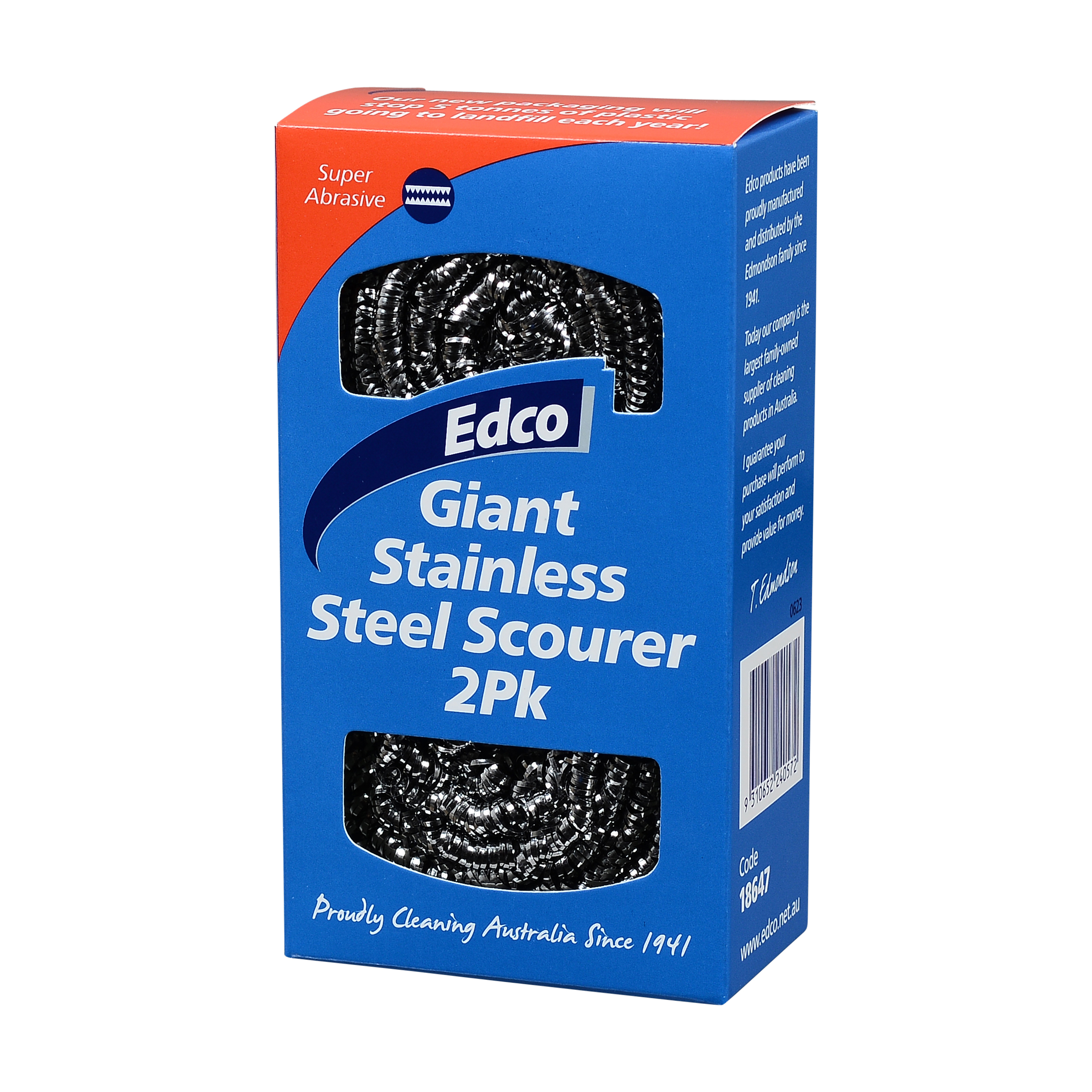 18646 Edco Giant Stainless Steel Scourer 2pk IP