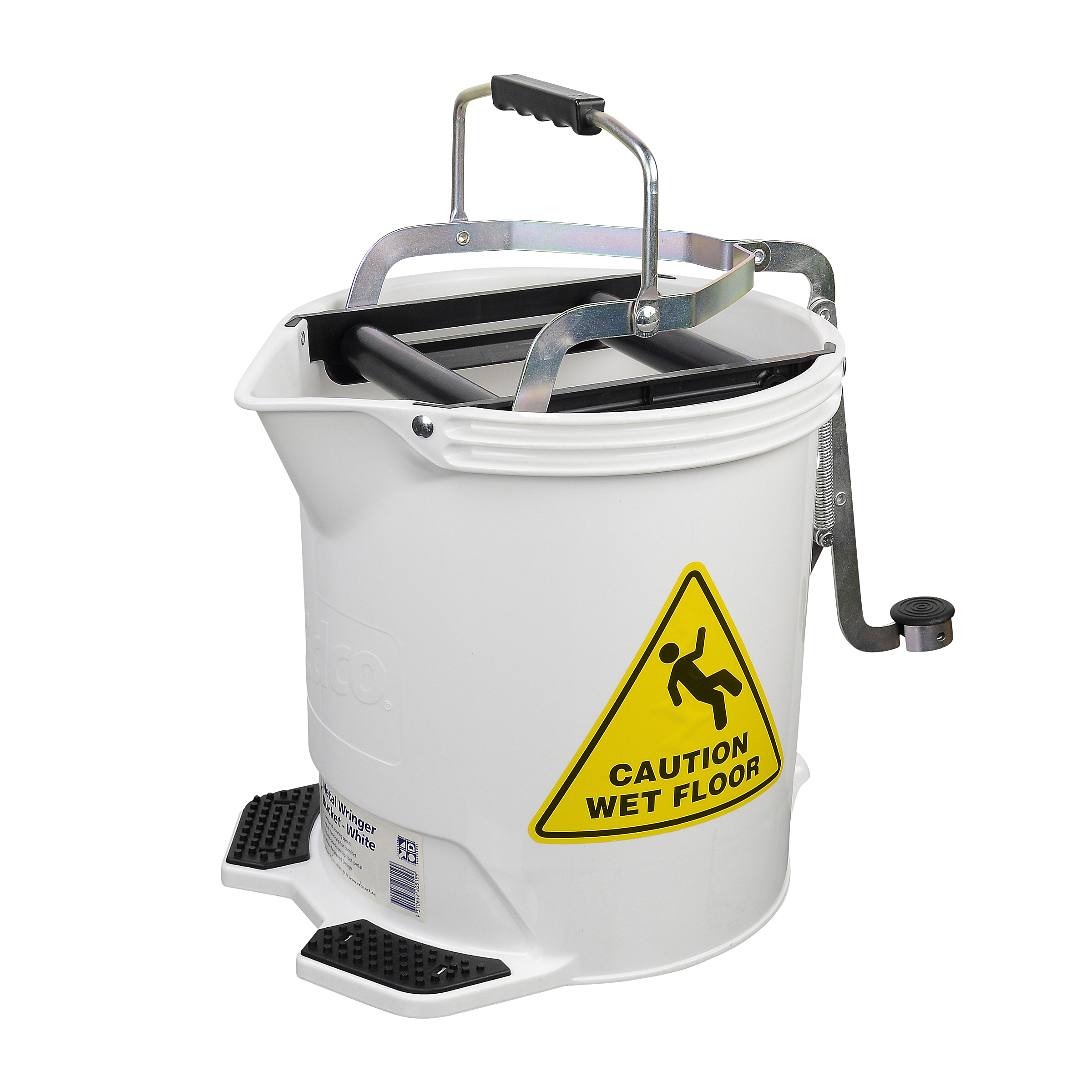 28590 Edco 15L Metal Wringer Bucket White