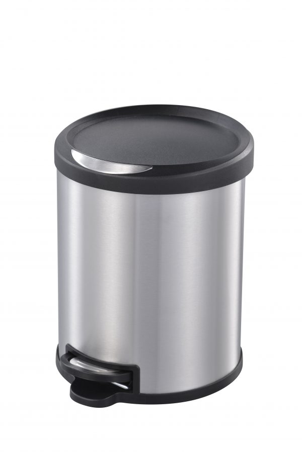 19365 Edco 5L Round Stainless Steel Pedal Bin