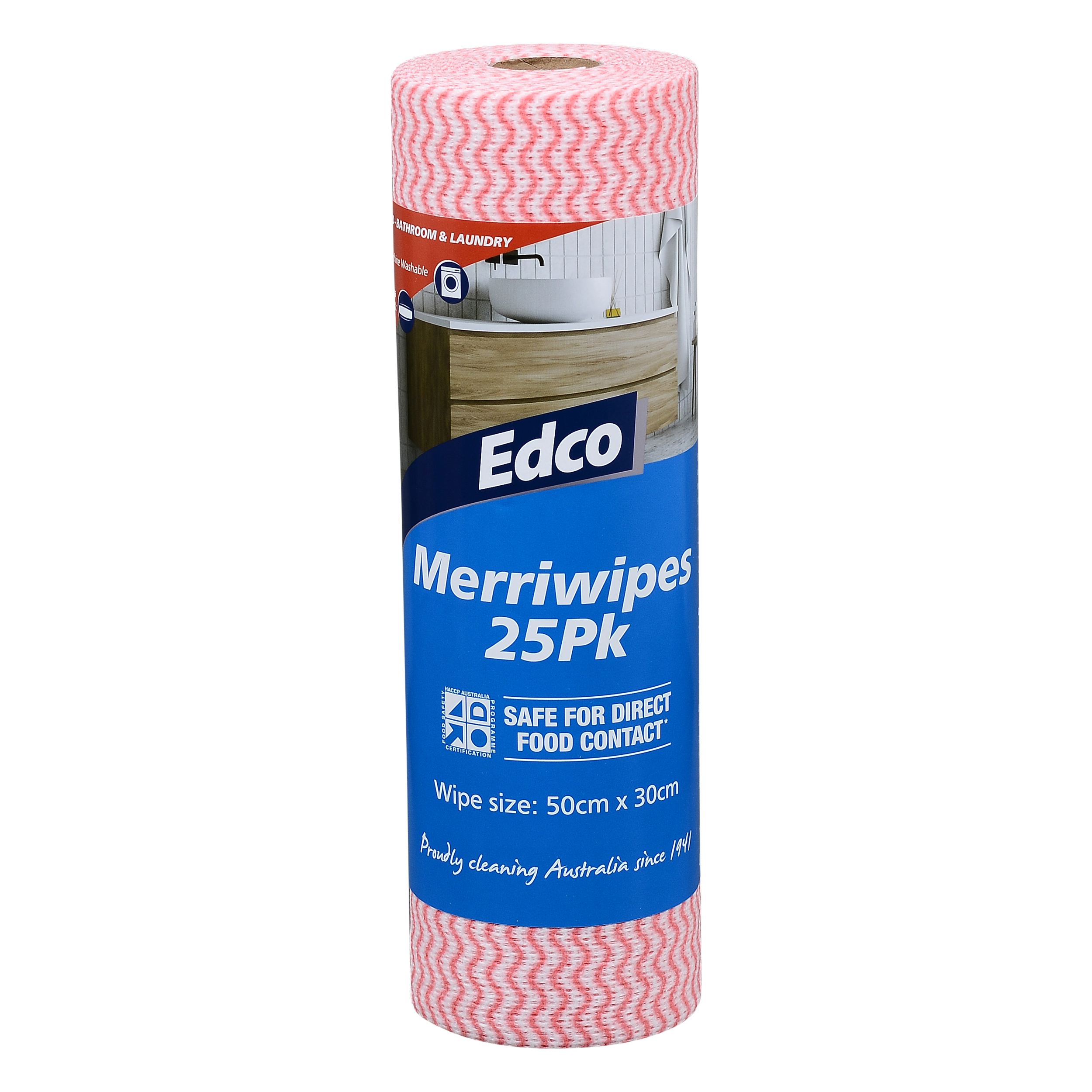 56113 Edco Merriwipes on Roll 25pk – Red IP Front